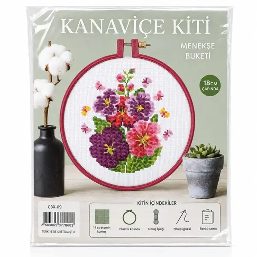Kanaviçe Kiti-Menekşe Buketi
