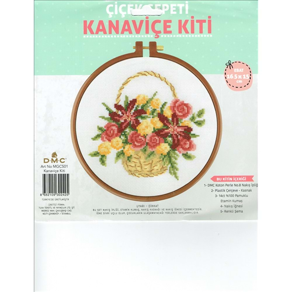 Dmc Kanaviçe Kiti Çiçek Sepeti