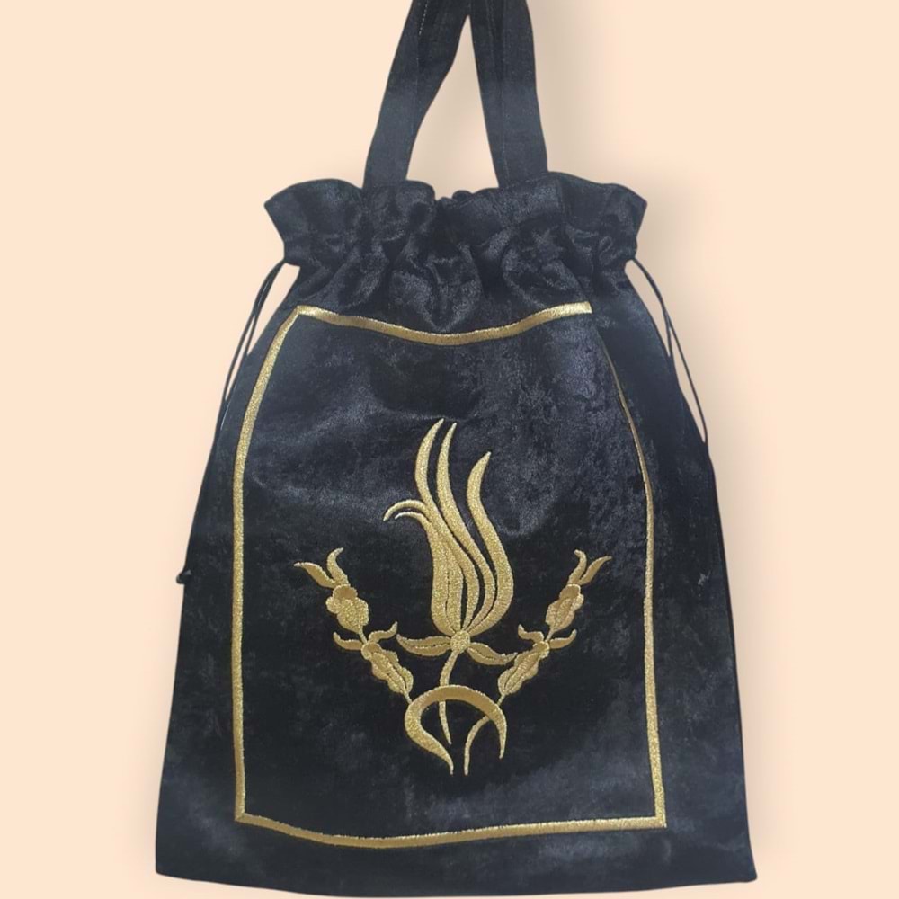 Sırma Nakışlı Çanta 30*40 Cm - SİYAH
