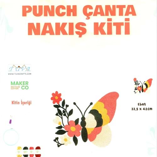 Punch Çanta Nakış Kiti Kelebek